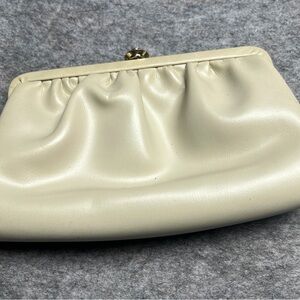 Chic Cream Clutch with Gold Accent